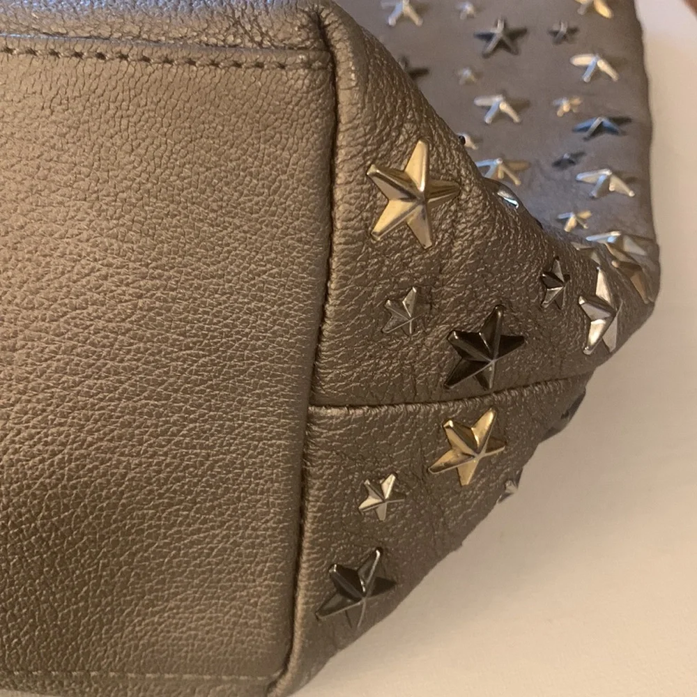 Jimmy Choo tote shoulder bag leather and stars in metal